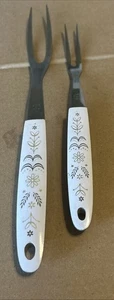 Vintage Set of  2 Kitchen Utensils Flint Arrowhead Stainless Harvest Wheat Forks - Picture 1 of 19