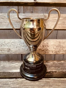 Silver Trophy Cup Vintage Antique Engraved History Award Trophies TV Movie Prop - Picture 1 of 24