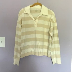 Everlane Rugby Shirt Gr. Medium in Beige & Creme Langarm Kragen Damen - Bild 1 von 6