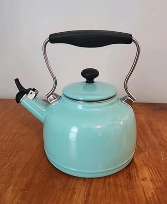Chantal 1.8 Qt Whistling Tea Kettle Turquoise Aqua Sea Blue Enamel Classic - Image 1 of 4