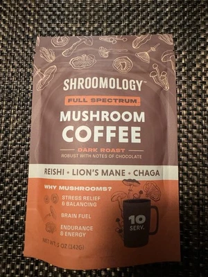 Café de champiñones tostado oscuro Shroomology Energy 5 OZ caducidad 18/08/2027 Foto 1 de 2