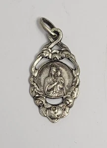 VTG Ribbon Rose Lady Perpetual Help Sacred Heart Medal France Notre Dame Sacre - Picture 1 of 8