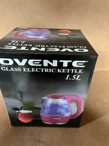 Ovente Electric Hot Water Portable Glass Kettle with Filter 1.5L Fuchsia KG83F - Picture 1 of 7