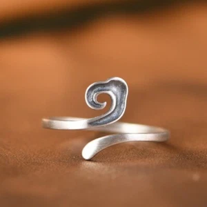 I05 schmaler Ring stilisierte Wolke Sterling Silber 925 größenverstellbar - Bild 1 von 6