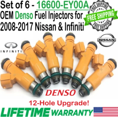 Denso x6 OEM 12-Hole Upgrade Fuel Injectors for 2015, 2016 Infiniti Q70L 3.7L V6 — 第 1/4 张图片