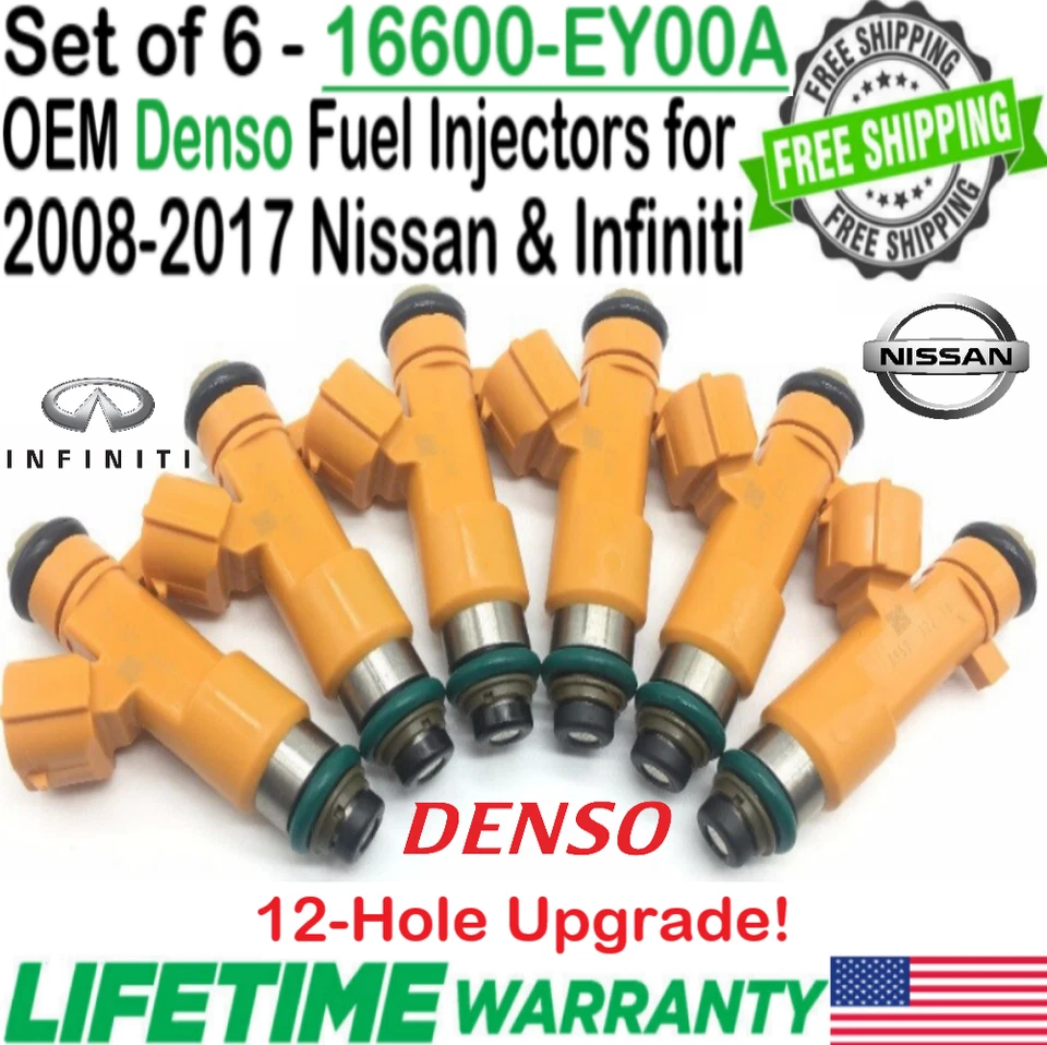 Denso 6Pcs Genuine 12-Hole Upgrade Fuel Injectors for 2013 Infiniti FX37 3.7L V6 - Imagem 1 de 4