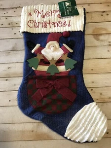 Trim a Home Kmart 17 Inch 3D Christmas Decorative Stocking Santa Claus Vintage - Picture 1 of 3