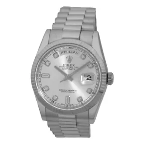 ROLEX 18K White Gold 36mm Day Date President Diamond 118239 Warranty Box MINTY - Picture 1 of 5