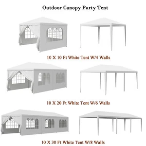 10'x10'/20'/30' Party Tent Outdoor Gazebo Wedding Tent Canopy Cater Event White - Picture 1 of 33