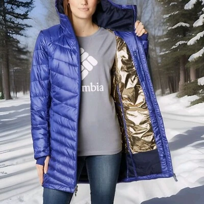 Womens Columbia Joy Peak Mid Hooded Jacket Omni-Heat Gold  Infinity SZ Small - Image 1 of 4