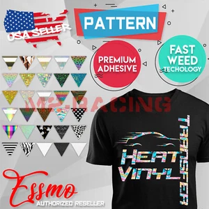 ESSMO™ Patterns Heat Transfer Vinyl HTV T-Shirt 20" Wide Roll Iron On Heat Press - Picture 1 of 65