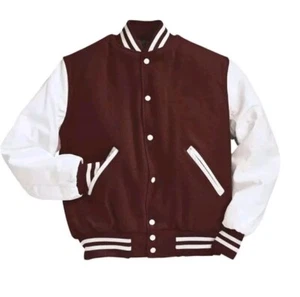 NWT Holloway Original Varsity Letterman Jacket Maroon/White Men's Large Leather - Picture 1 of 13