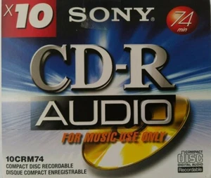 Sony CD-R74 CRM74 – 10 PACK Audio Music CDR Blank Recordable Discs 74 mins New - Picture 1 of 11