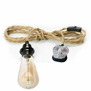 Kit de cable flexible cáñamo lámpara colgante enchufe de colección soporte de luz E27 + kit de lámpara de interruptor - Imagen 1 de 16