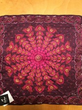 $29  Echo 100% silk scarf 20" SQUARE WINE  FUSHIA FLORAL #401A