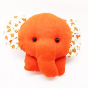 Fabric Keyring Mini Doll Gift Elephant Orange White Pattern Hand sewing charm - Picture 1 of 2