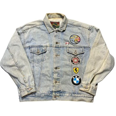 Vintage 90s Structure Jeans Denim Moto Ducati 1994 Daytona Patched Jacket Sz L - Image 1 of 4