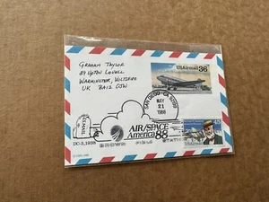 US 1988 Postal Card #UXC22 to UK +Scarce Usage +Authentic +China Clipper - Picture 1 of 2