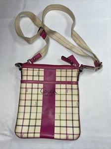 Coach Heritage Swingpack Crossbody Bag Tattersall Multicolor W Stain Marks - Picture 1 of 7