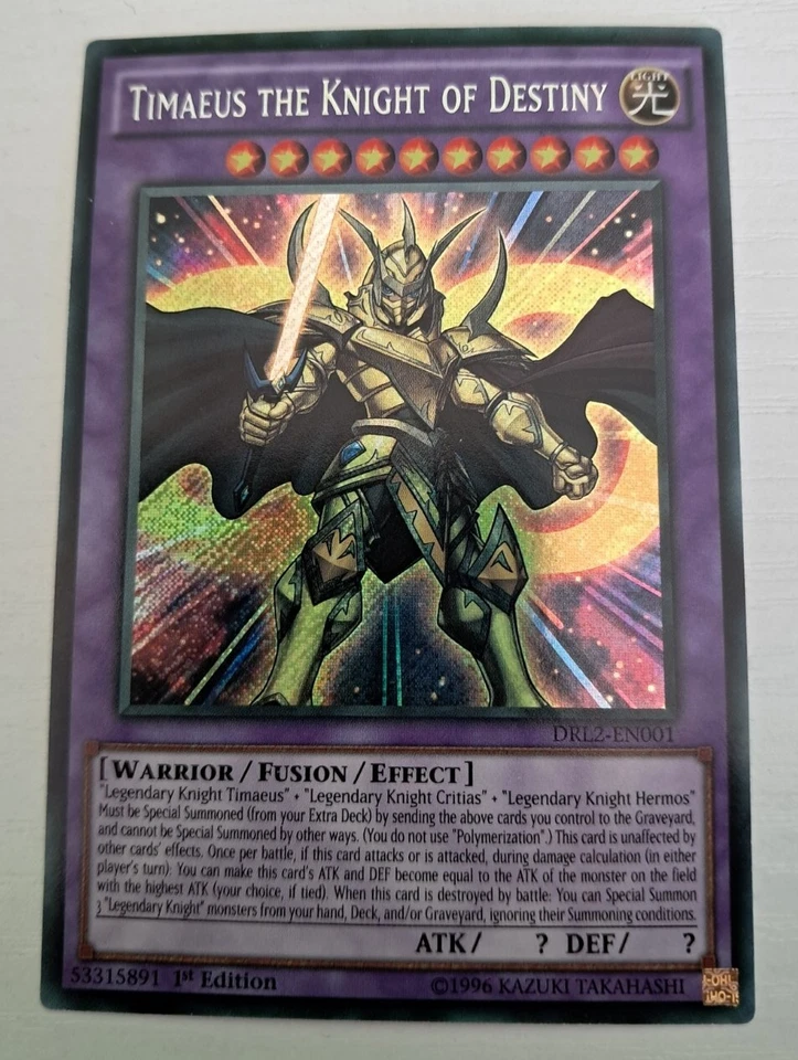 Yu-Gi-Oh! - Timaeus, the Knight of Destiny - DRL2-EN001 Secret Rare 1st Ed Mint - Image 1 of 1