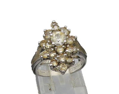 PANETTA 925 Silver  Vintage Topaz Cluster Floral Cocktail Ring Sz 5  RG21891 - Image 1 of 4