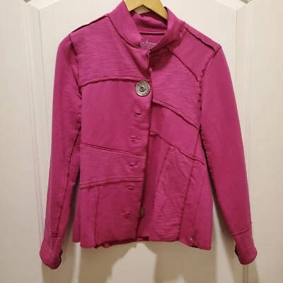 Jaqueta Blazer Feminina Neon Buda Fuschia Rosa Borda Crua Tamanho Pequeno Médio LN - Imagem 1 de 4