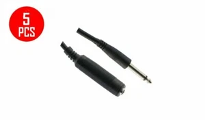 Lote de 5 cables de instrumento PA para guitarra mono extensión 1/4" 6,35 mm macho a hembra de 6 pies - Imagen 1 de 2