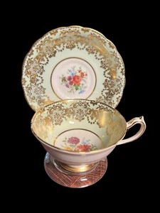 VTG ‘PARAGON’ Dbl Warrant English Fine Bone China Teacup Saucer in Pale Green - Picture 1 of 10