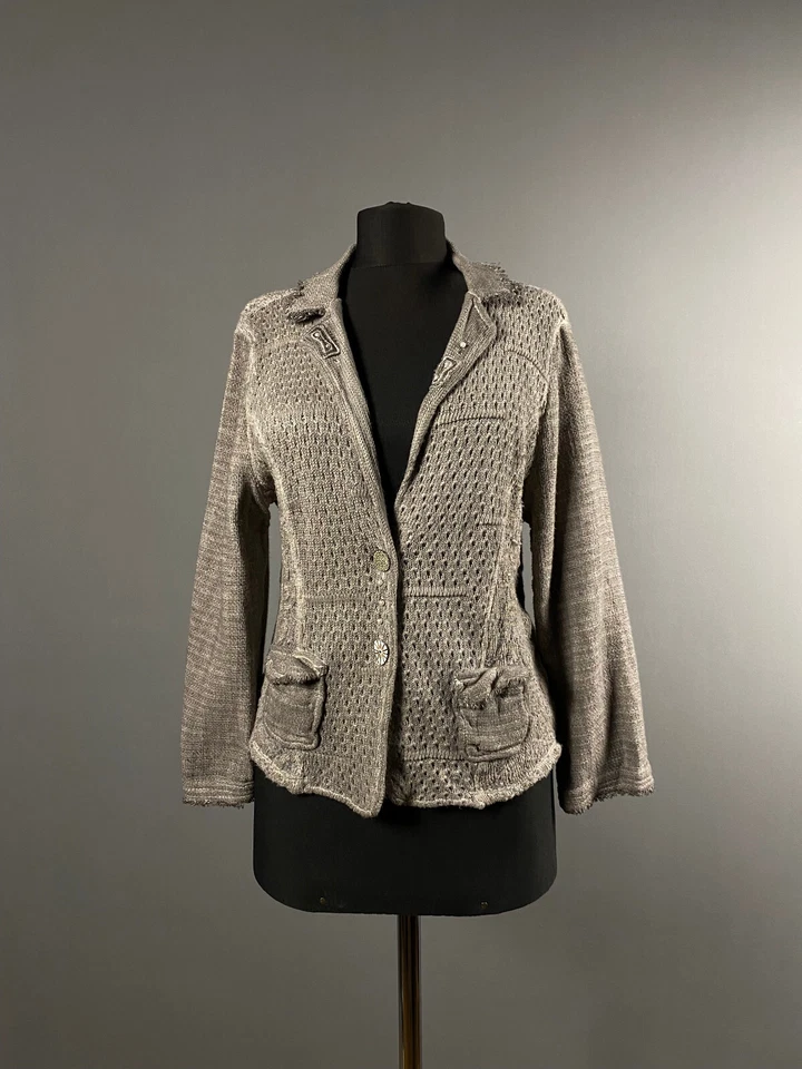 Blusa Capri Cardigan Camisa Top Elisa Cavaletti Mujer Gris Ligera Talla L Foto 1 de 4