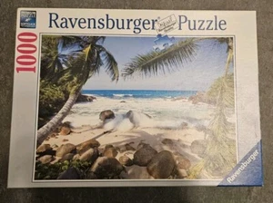 New Ravensburger SEASIDE BEAUTY 1000 Pc PUZZLE Beach Scene Palm Trees Ocean - Picture 1 of 3
