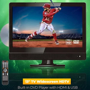 13.3″ HDTV LCD Display with HDMI (ARC), DVD, VGA, RCA, & USB Inputs Built-in DVD - Picture 1 of 13
