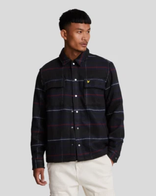 LYLE & SCOTT BRUSHED TARTAN OVERSHIRT/Muddy Navy - XL DHL NEXT DAY SRP £110 - Image 1 of 2