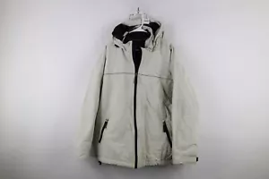 Vintage 90s Y2K Gap Mens XL Distressed Fleece Lined Full Zip Hooded Jacket Beige - Picture 1 of 15