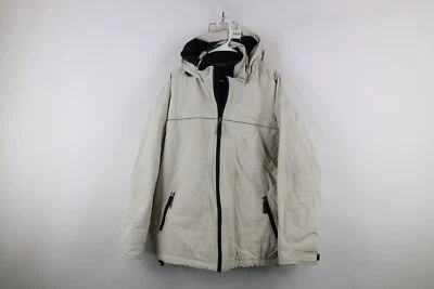 Vintage 90s Y2K Gap Mens XL Distressed Fleece Lined Full Zip Hooded Jacket Beige - Image 1 of 4