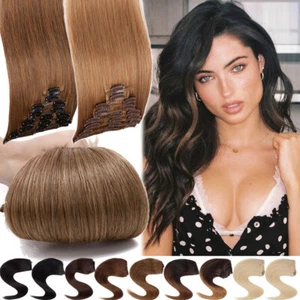Extensiones de cabello humano real con clip en Remy 8 piezas trama caramelo recto cabeza completa - Imagen 1 de 76