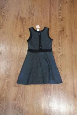 *NWT Kids Girls Sally Miller Gray Black Sleeveless Please Mom Stella Dress M - Image 1 of 4