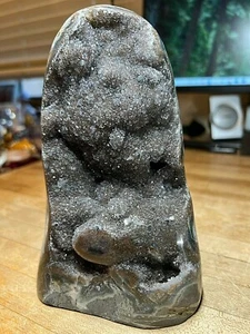 Rare Black Amethyst Crystal Gemstone Geode With Polished Edges Specimen 015 - Picture 1 of 12