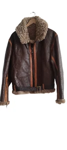 Chaqueta De Colección Bomber Flying Cuero de Oveja Genuino Piel de Oveja Talla L Marrón - Imagen 1 de 24