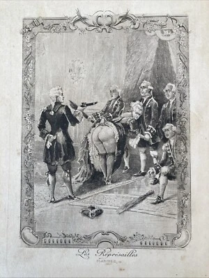 GRAVURE ÉROTIQUE - FESSÉE EN PUBLIC - LES REPRESAILLES - Photo 1/4