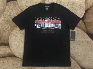 True Religion Explore Arch Tee T-Shirt Mens Size Medium Jet Black NWT $59.00 - Picture 1 of 4