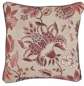 Croscill Lauryn Throw Pillow Floral Jacobean Jacquard 18"x18" Pillow New - Picture 1 of 12
