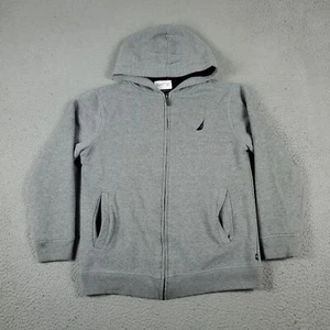 Nautica Sweater Kids Large Gray Sherpa Fleece Lined Full Zip Hoodie Sweatshirt * - Picture 1 of 11