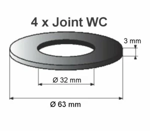 4 joints WC 63 x 32 x 3 mm joint de mécanisme WC pour GEBERIT 10000 20000 27000 - Picture 1 of 1