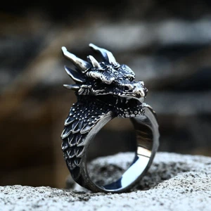 Anillo Cabeza de Dragón Dominador De Colección Acero Inoxidable Para Hombre Motociclista Joyería Anillo - Imagen 1 de 3