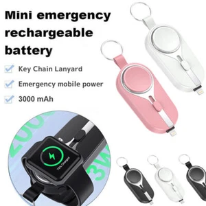 For Apple Watch Keychain Power Bank Wireless Charger 3000mAh Mini Phone Charger - Photo 1 sur 23