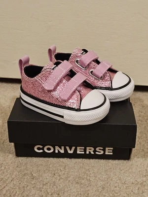 Zapato Converse All Star Rosa Blanco Doble Correa Infantil Talla 2 Nuevo Con Caja  Foto 1 de 4
