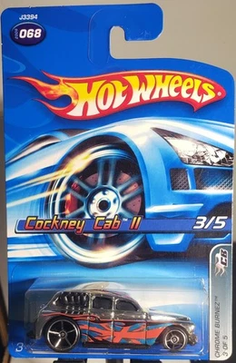 Hot Wheels 2006 Cromo Burnez #68 Cromo Cockney Cab II con Tubos Negros Foto 1 de 2