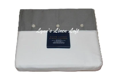 RALPH LAUREN Organic Graphite Sateen Border KING FLAT SHEET $215 - Image 1 of 4