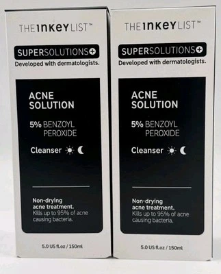 THR INKEY LIST 2x The Inkey List Akne Lösung 5% Benzoylperoxid Reiniger 150ml