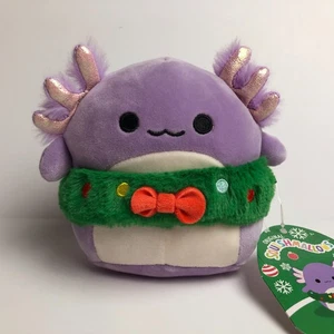 Squishmallows 4.5" Svenja Purple Axolotl Christmas Wreath 2024 New Kellytoy - Picture 1 of 5